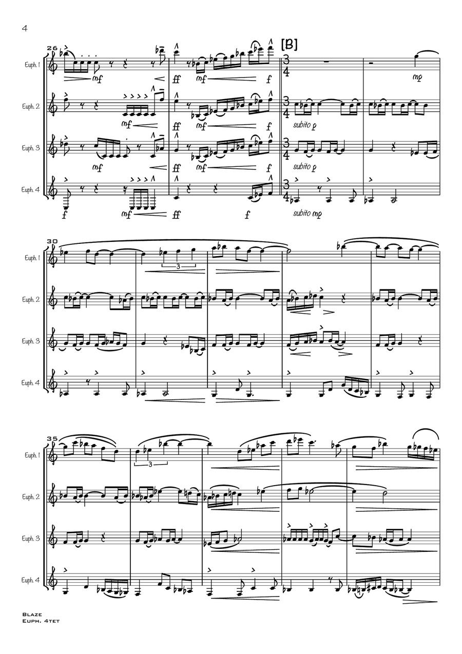 BLAZE - for euphonium quartet Euphonium Quartet scores gallery preview page 6