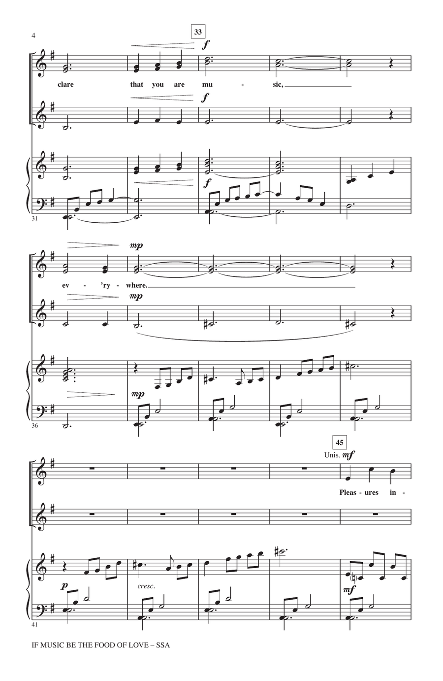 If Music Be The Food Of Love (from Shakespeare's Twelfth Night) SSA scores gallery preview page 3