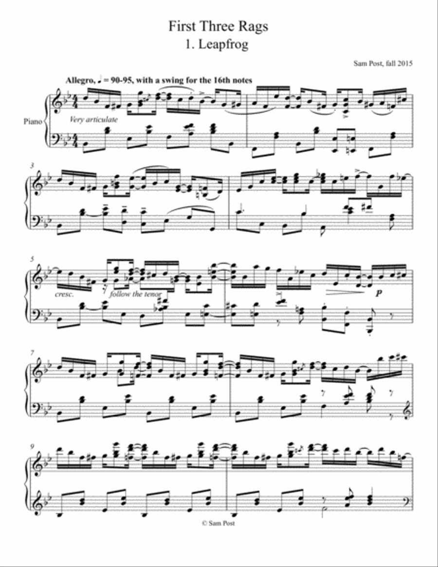 First Three Rags, op. 9 Piano Solo scores gallery preview page 1