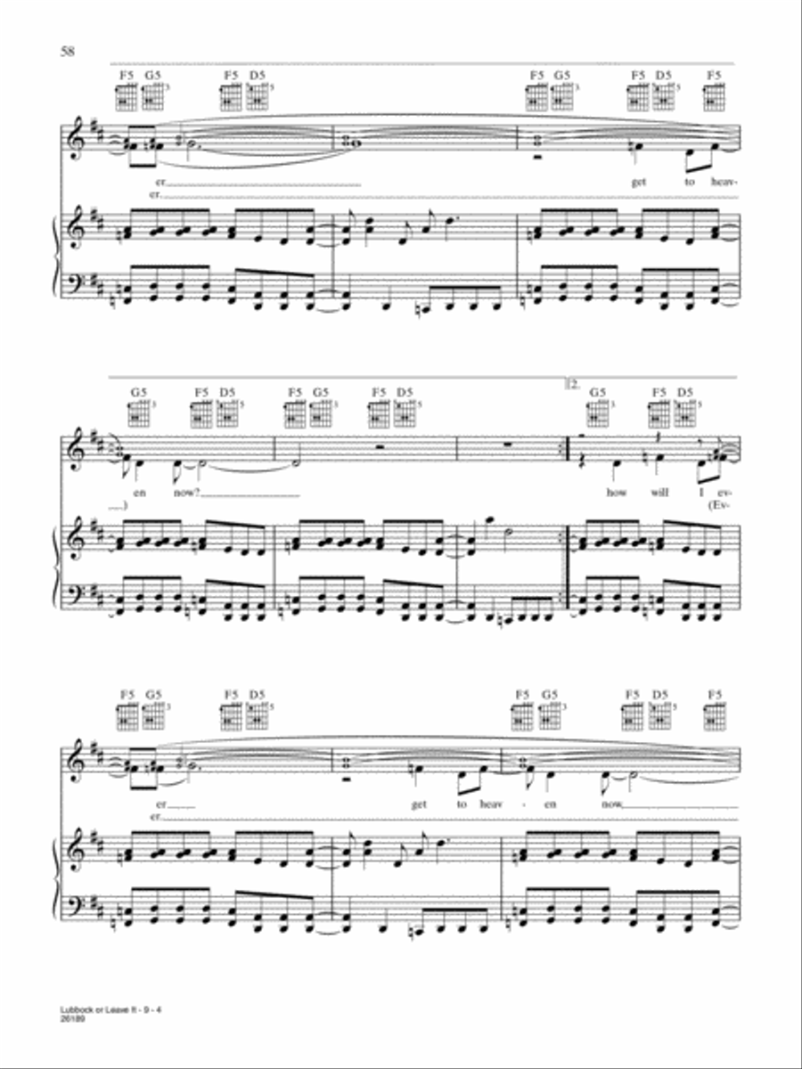 Lubbock Or Leave It Piano, Vocal, Guitar scores gallery preview page 4