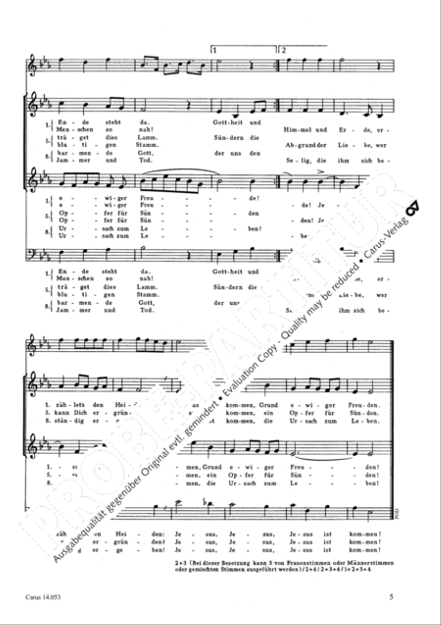 Jesus ist kommen, Grund ewiger Freude 3-Part scores gallery preview page 4