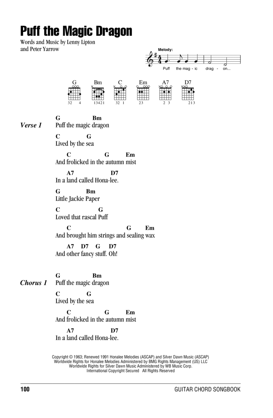 Puff The Magic Dragon Puff The Magic Dragon Acoustic Guitar scores gallery preview page 1