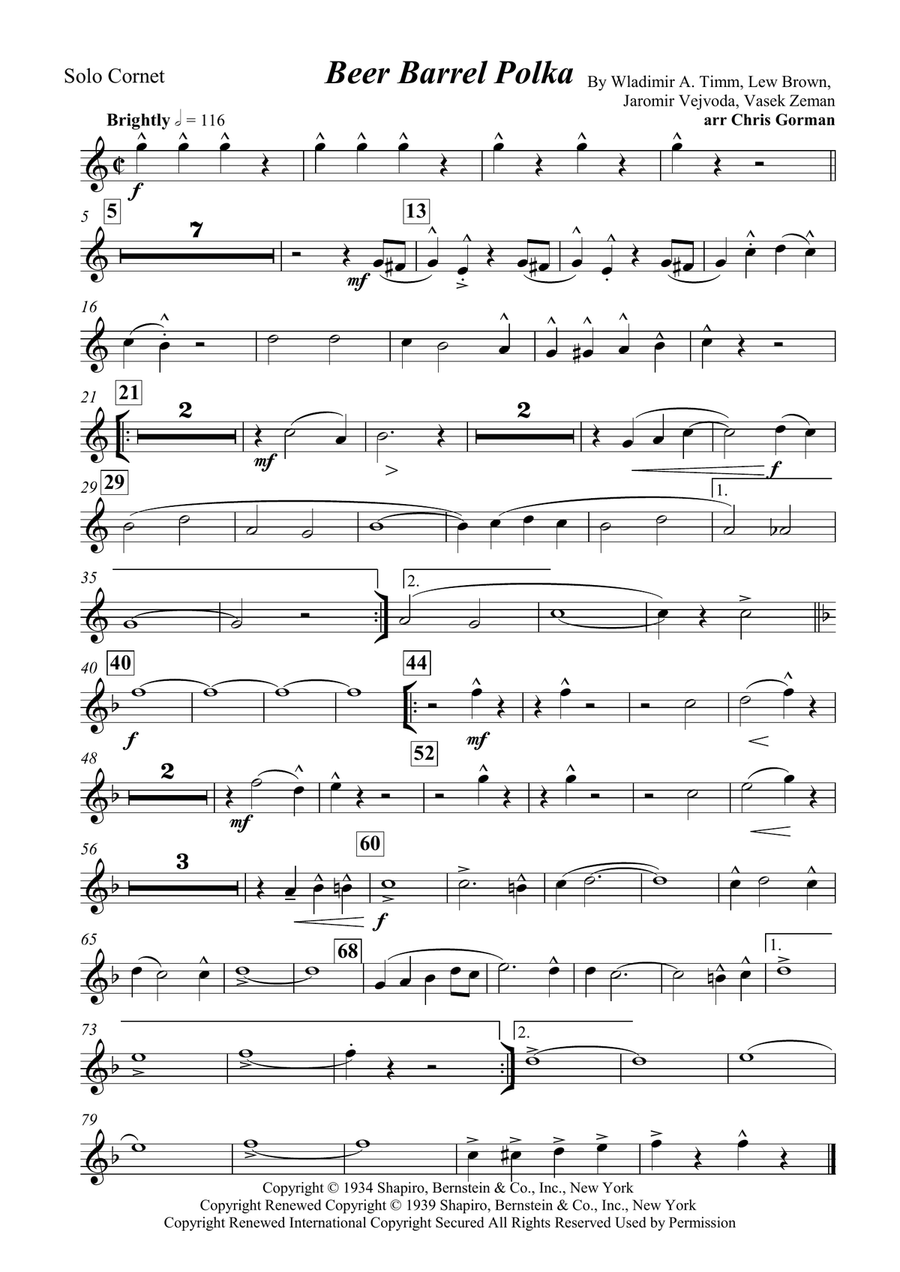 Beer Barrel Polka (Roll Out The Barrel) Brass Band scores gallery preview page 2