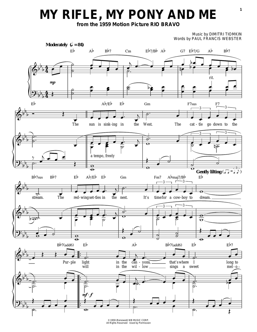 My Rifle, My Pony And Me My Rifle, My Pony And Me Piano, Vocal, Guitar scores gallery preview page 1