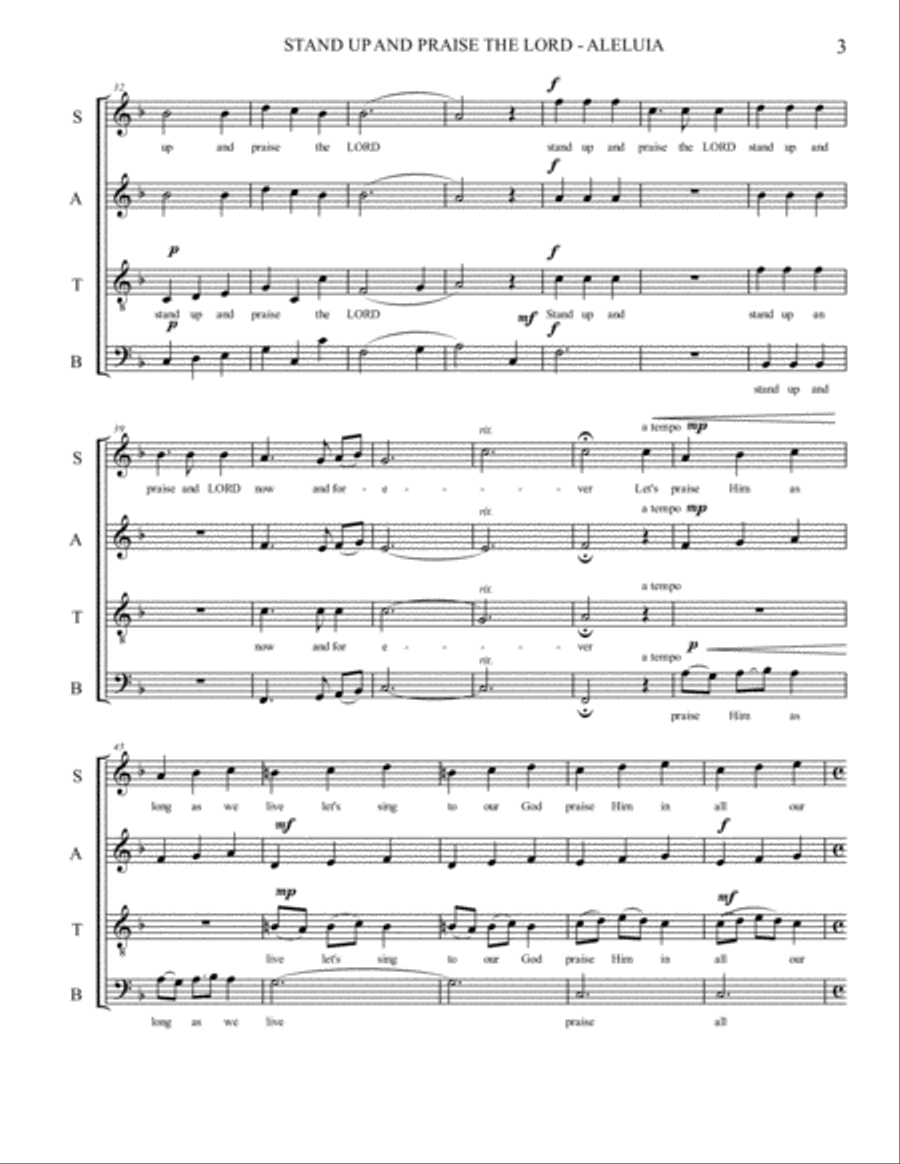 STAND UP AND PRAISE THE LORD - ALLELUIA 4-Part scores gallery preview page 3