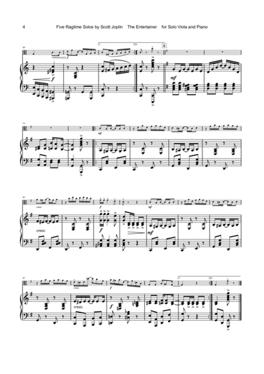 Five Ragtime Solos by Scott Joplin for Viola and Piano