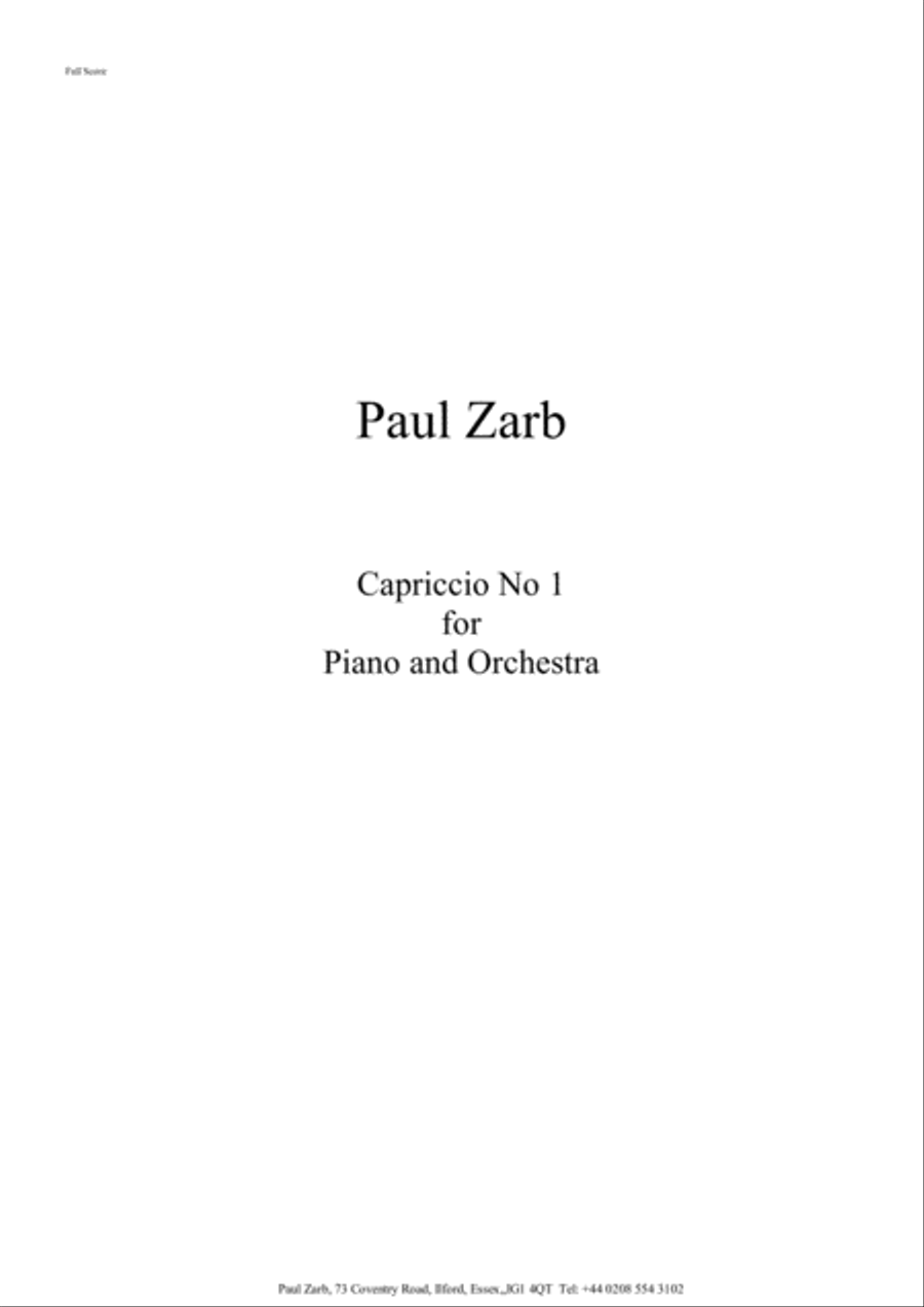 Capriccio No 1 for Piano and Orchestra (IBLA Competition 2013) Full Orchestra scores gallery preview page 1