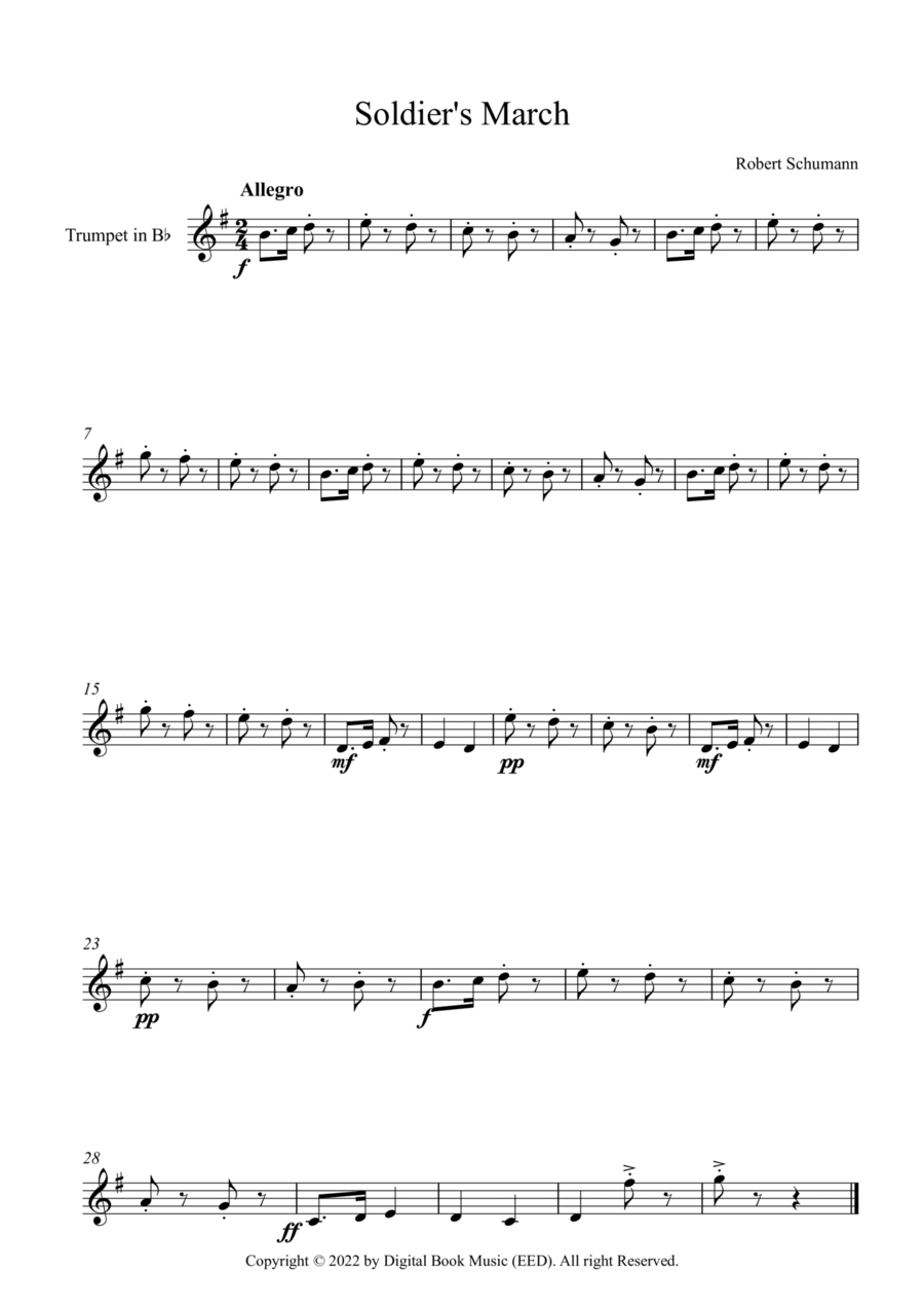 Soldier's March - Robert Schumann (Trumpet) B-Flat Trumpet scores gallery preview page 1