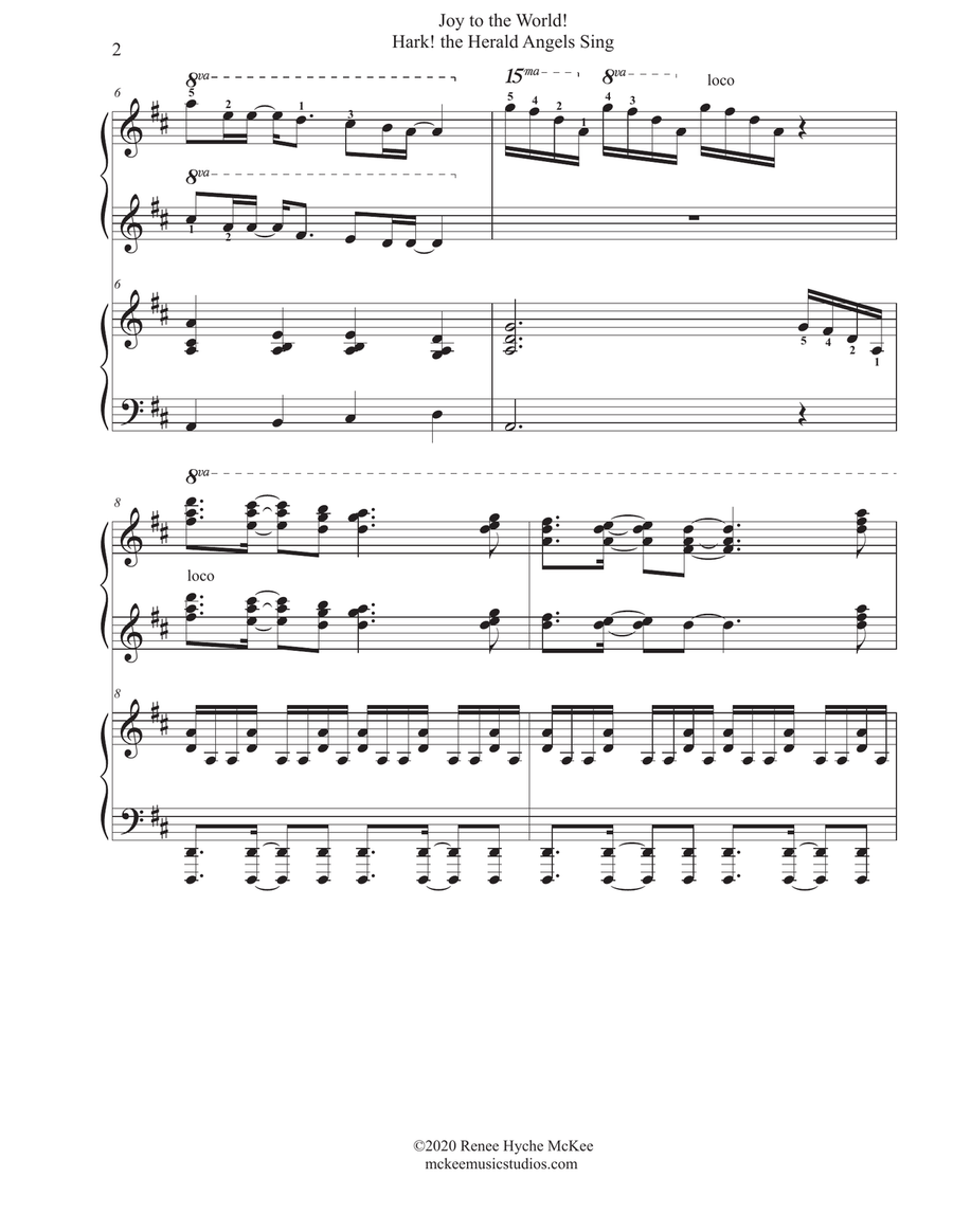 Joy to the World! Hark! the Herald Angels Sing (A mashup for Piano Duet) Piano Duet scores gallery preview page 2