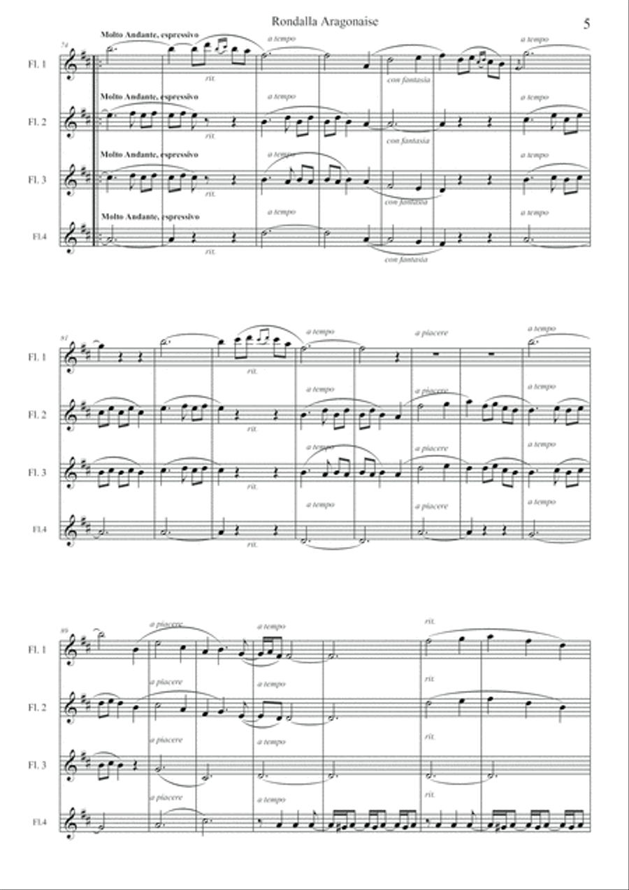 Spanish Dance n°6 Rondella Aragonnaise Flute Solo scores gallery preview page 6