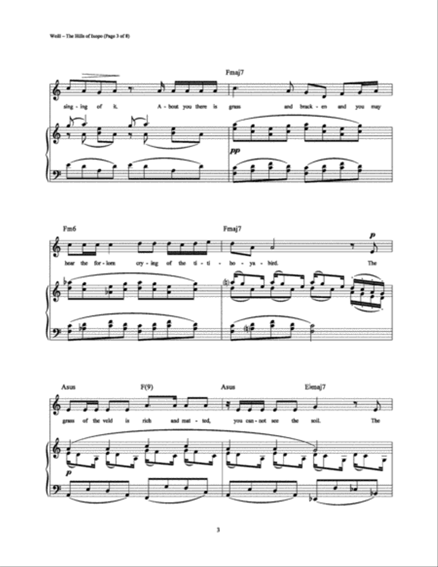 The Hills of Ixopo The Hills of Ixopo Piano, Vocal, Guitar scores gallery preview page 3