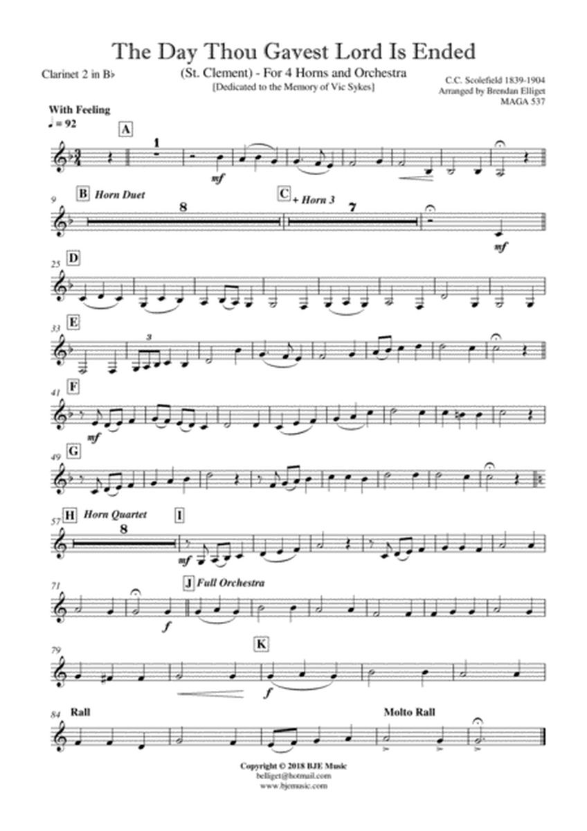 The Day Thou Gavest Lord Is Ended (St. Clement) - For 4 Horns and Orchestra Score and Parts PDF image number null