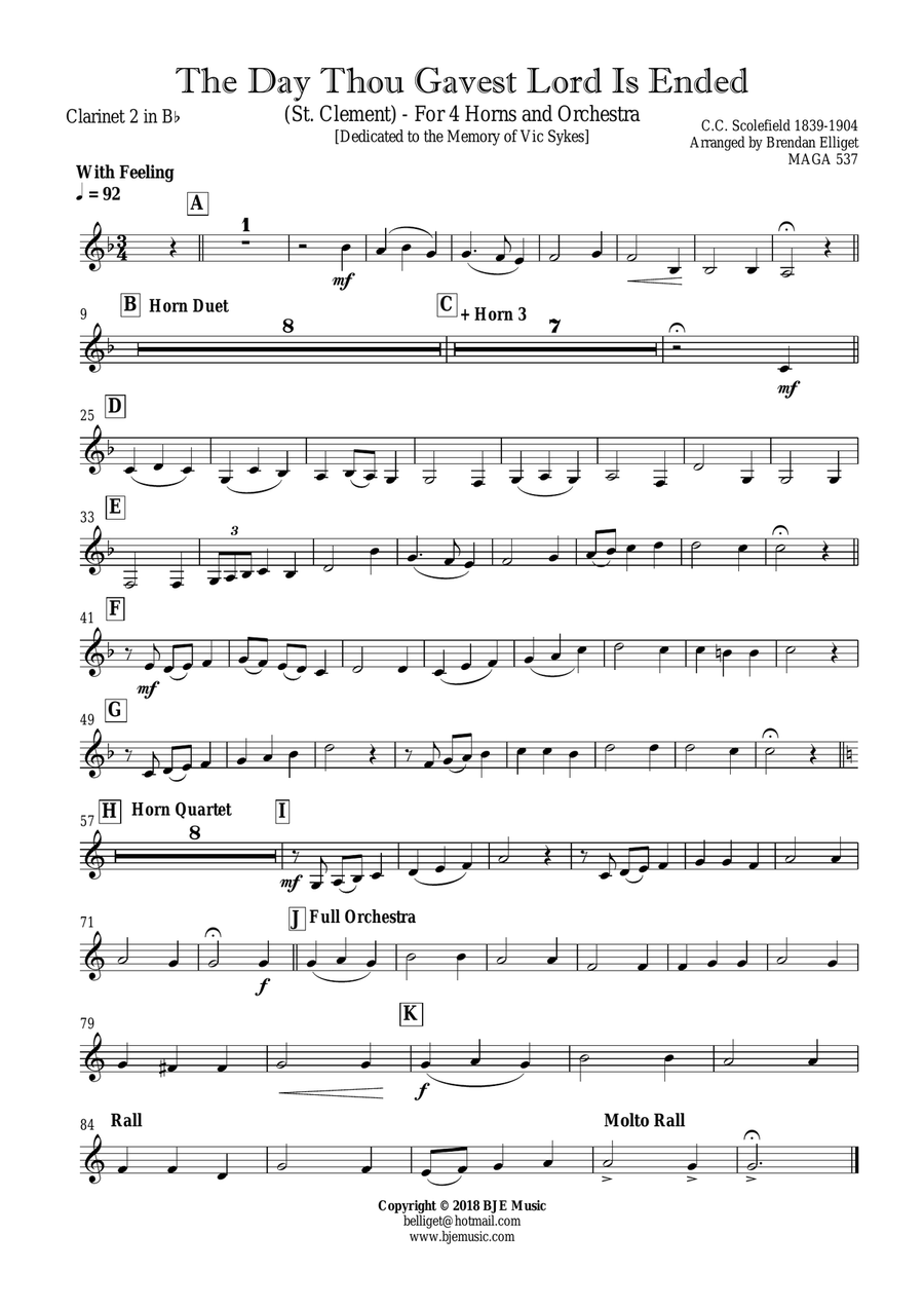 The Day Thou Gavest Lord Is Ended (St. Clement) - For 4 Horns and Orchestra Score and Parts PDF image number null