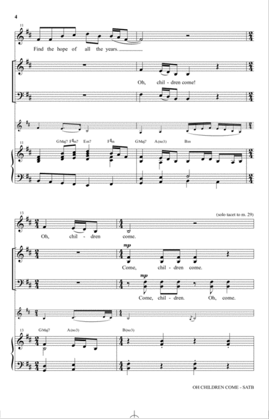 Oh Children Come 4-Part scores gallery preview page 3