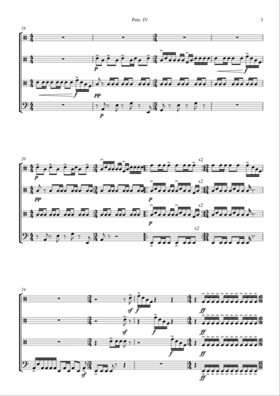 DRUMS for 4 Percussionists-Kyungjung, Kim- Drums scores gallery preview page 3
