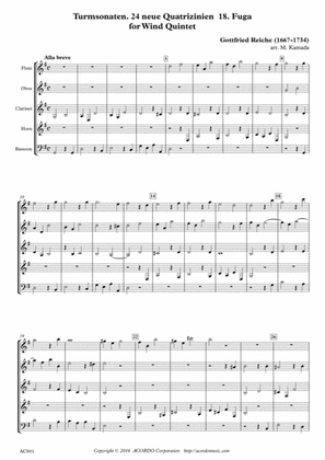 Turmsonaten. 24 neue Quatrizinien 18. Fuga for Wind Quintet
