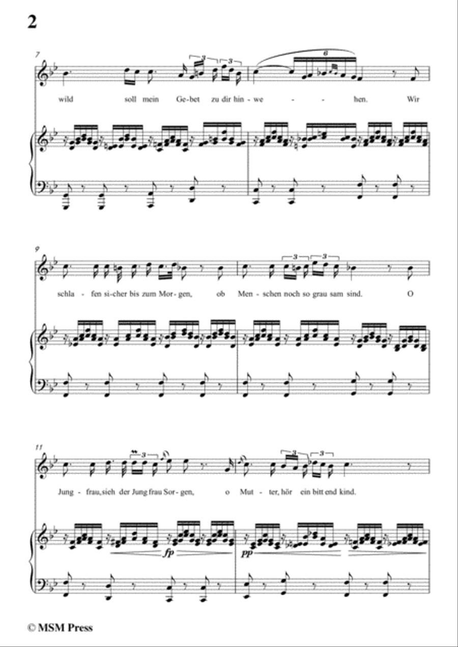 Schubert-Ave maria in B flat Major,for voice and piano Voice Solo scores gallery preview page 4