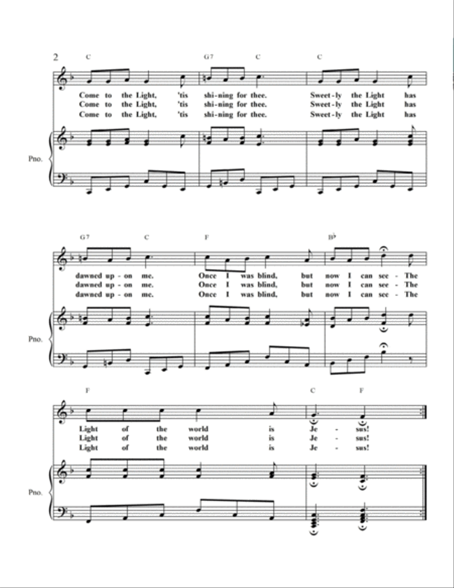 The Light Of The World Is Jesus Voice scores gallery preview page 3
