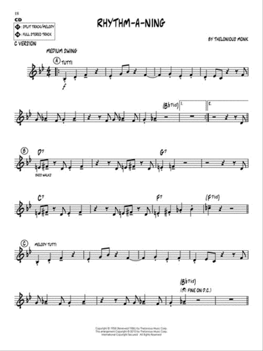 Thelonious Monk Favorites C Instrument scores gallery preview page 6