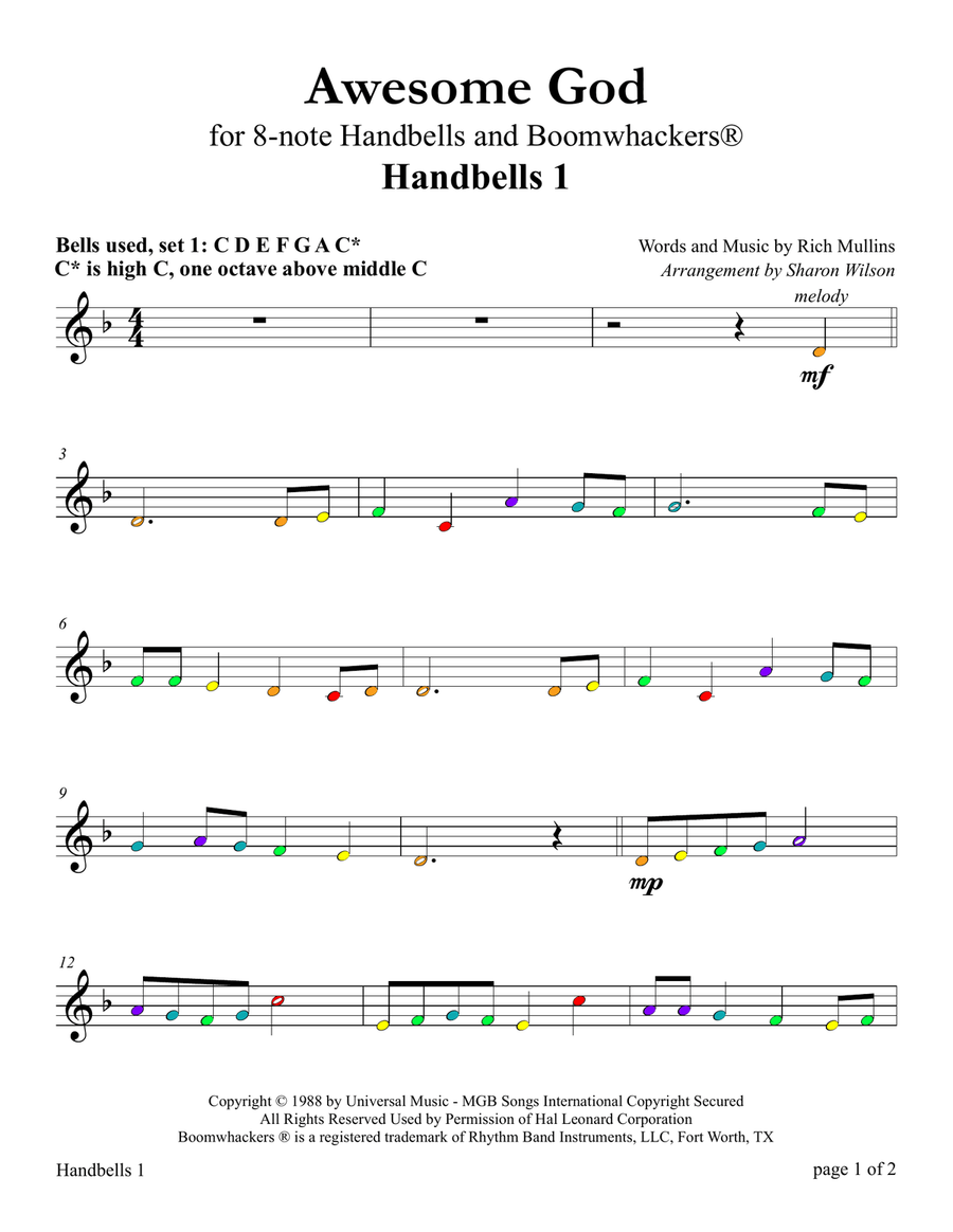Awesome God Handbell Choir scores gallery preview page 4