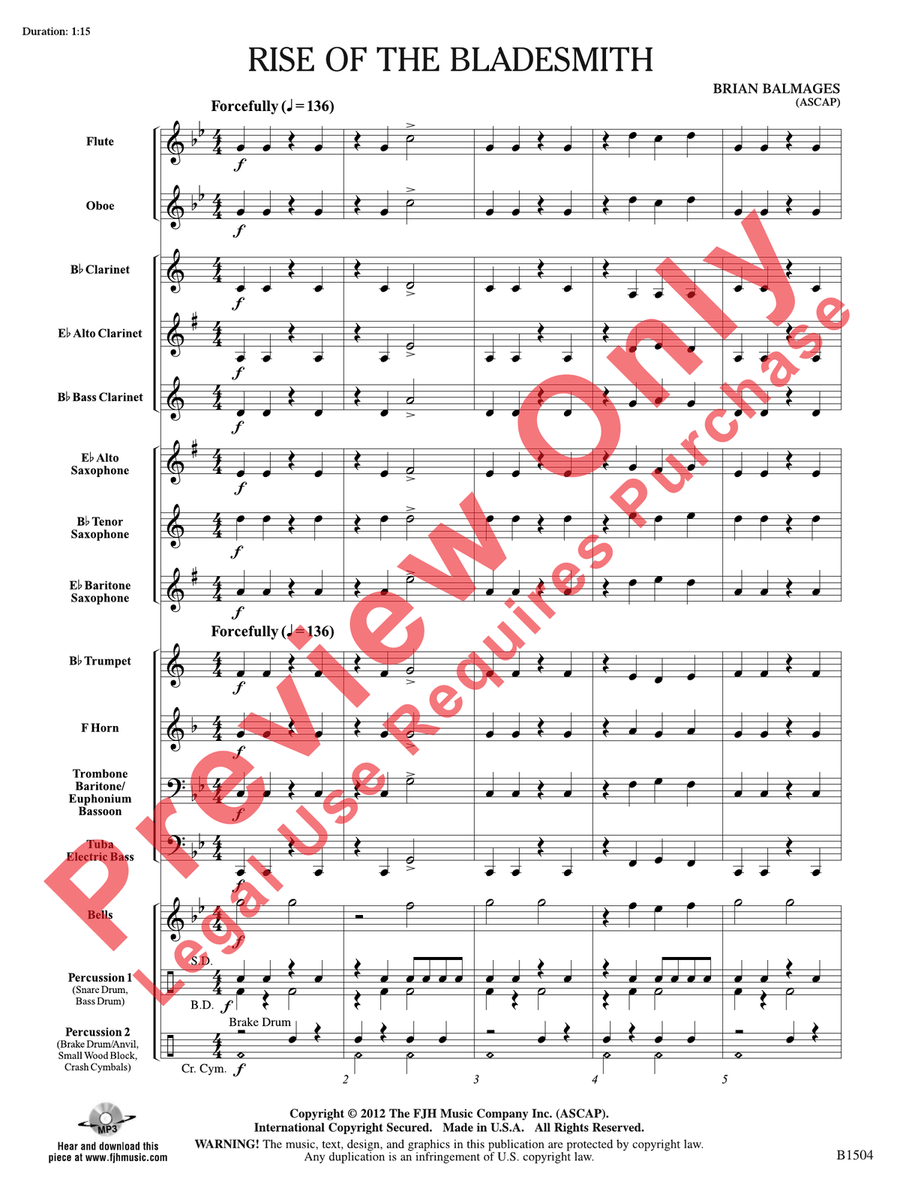 Rise of the Bladesmith Concert Band scores gallery preview page 4