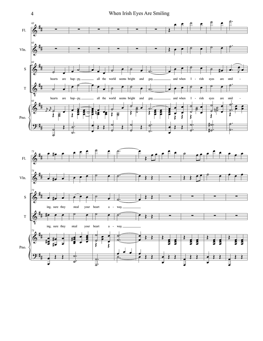 When Irish Eyes Are Smiling (for 2-part choir - (Soprano & Tenor) 2-Part scores gallery preview page 4