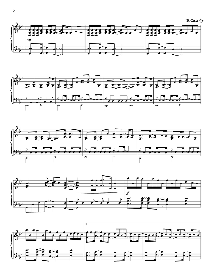 A Thousand Miles Piano Solo scores gallery preview page 2
