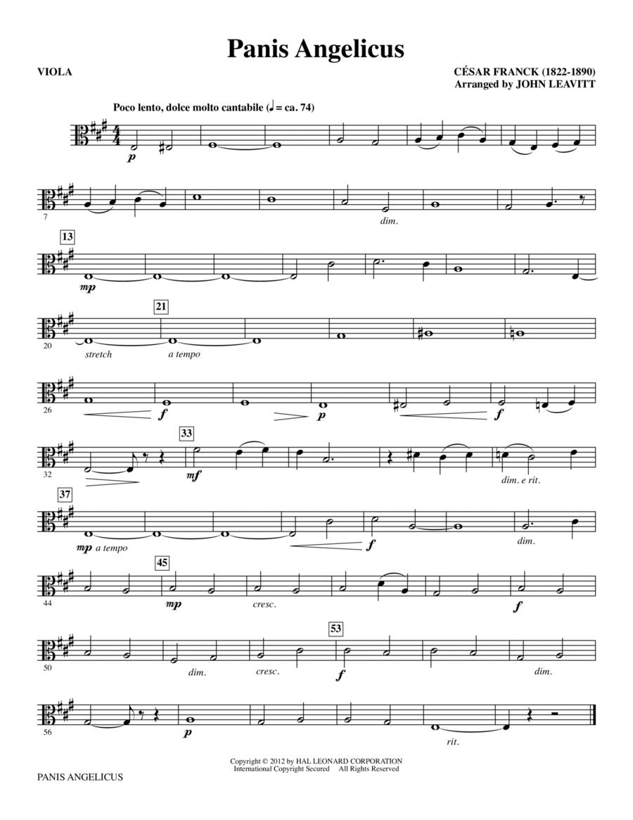 Panis Angelicus - Viola Panis Angelicus - Viola Choir scores gallery preview page 1