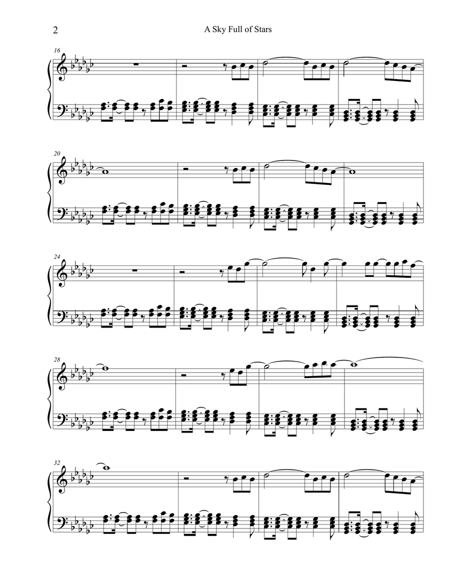 A Sky Full Of Stars Easy Piano scores gallery preview page 3