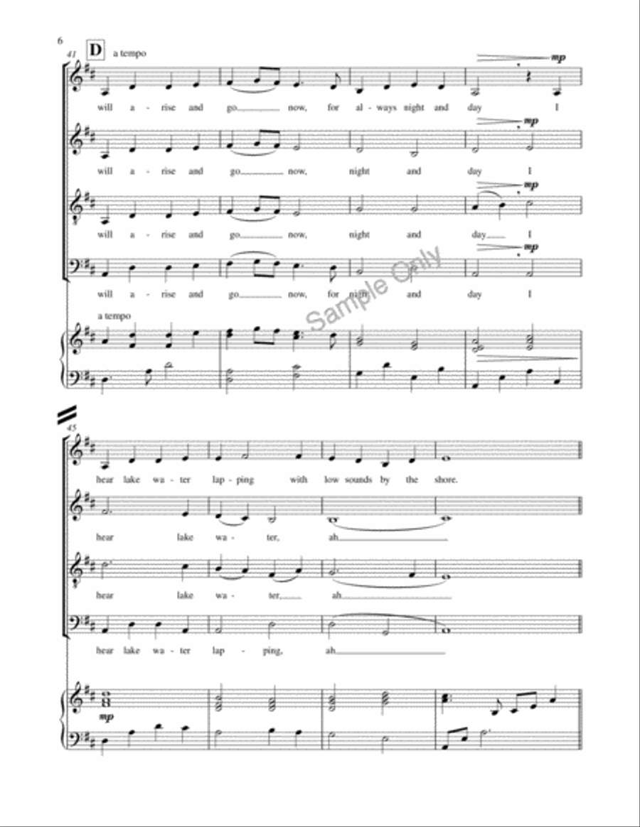 Lake Isle Of Innisfree 4-Part scores gallery preview page 6