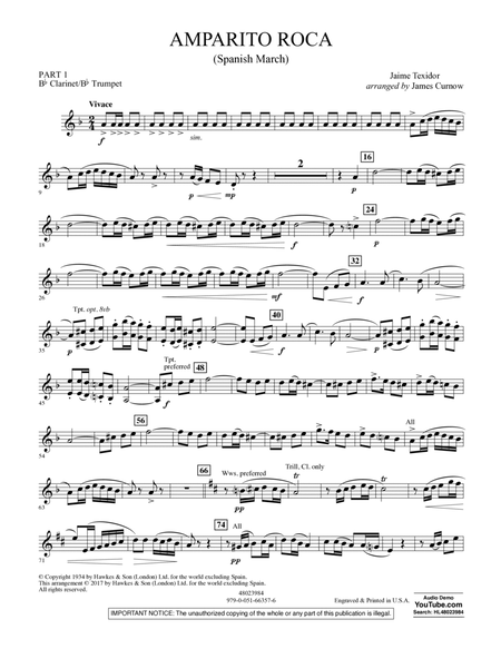 Amparito Roca (Spanish March) - Pt.1 - Bb Clarinet/Bb Trumpet