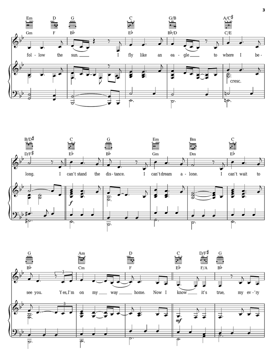 I Will Always Return (Finale) Piano, Vocal, Guitar scores gallery preview page 3