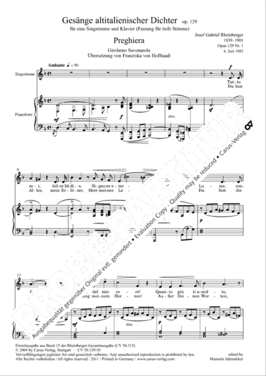Gesange op. 129 (tiefe Stimme) Score scores gallery preview page 2