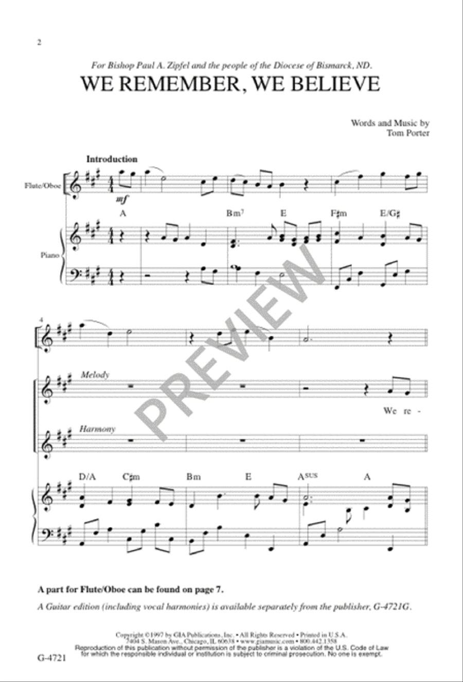 We Remember, We Believe 4-Part scores gallery preview page 2