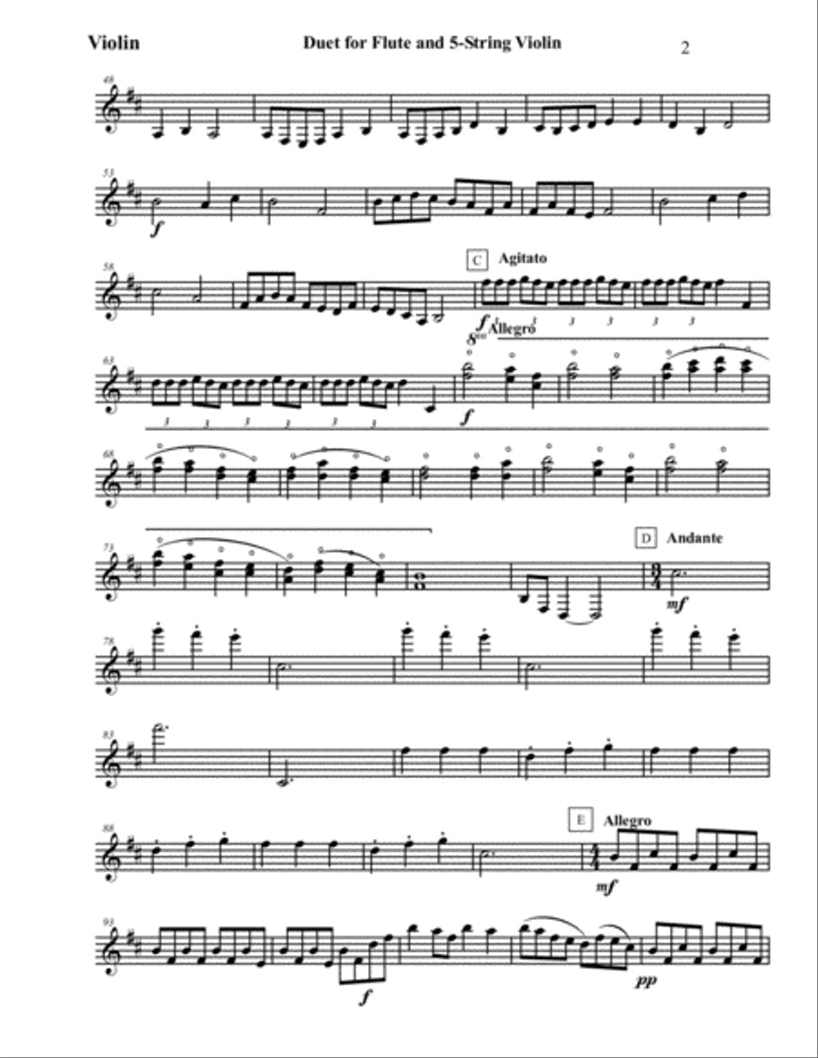 Duet Op. 17 for Flute and 5-String Violin Flute scores gallery preview page 3