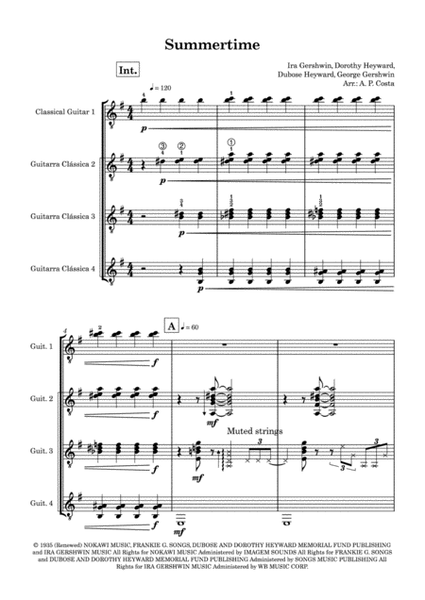 Summertime by George Gershwin Guitar Ensemble - Digital Sheet Music