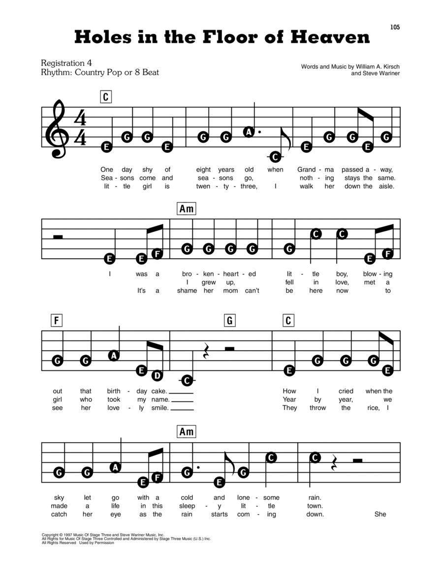 Holes In The Floor Of Heaven Piano, Vocal scores gallery preview page 1