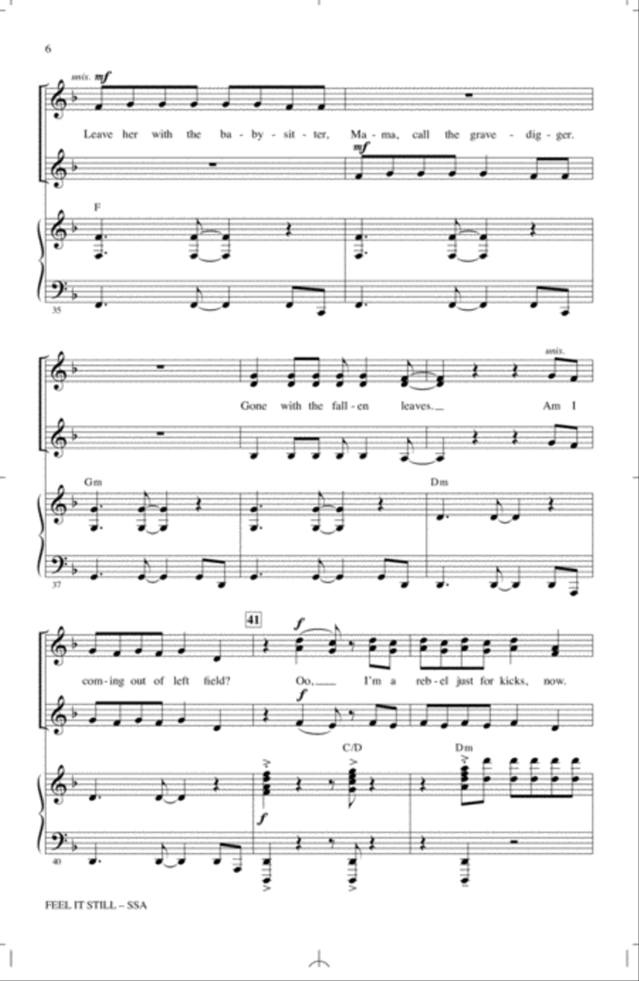 Feel It Still Feel It Still SSA scores gallery preview page 5