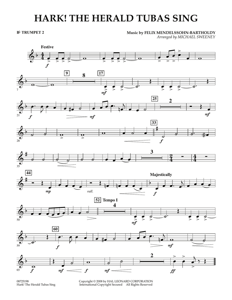 Hark! The Herald Tubas Sing - Bb Trumpet 2 Concert Band scores gallery preview page 1