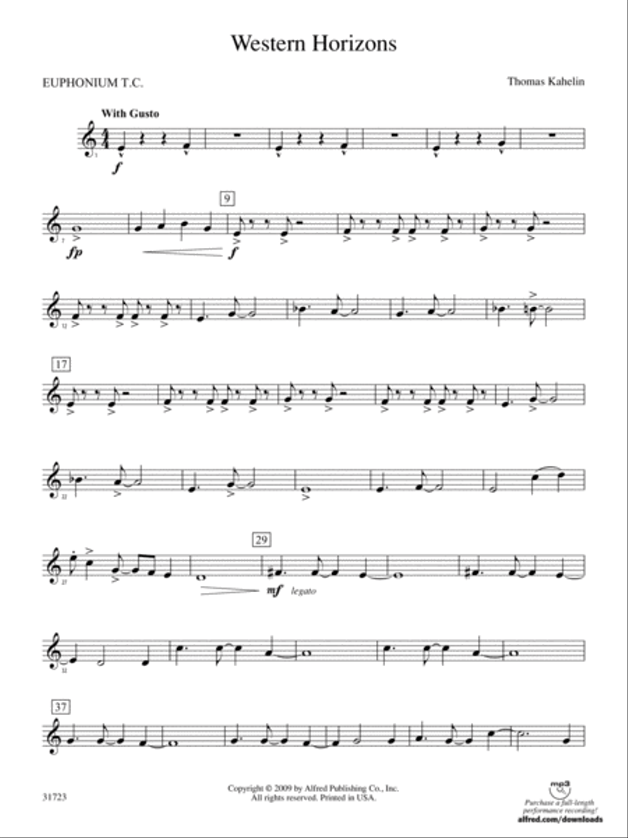Western Horizons: (World Part) Baritone T.C. Concert Band scores gallery preview page 1