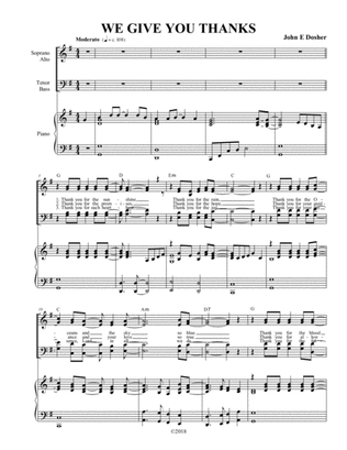 We Give You Thanks SATB with piano accompaniment