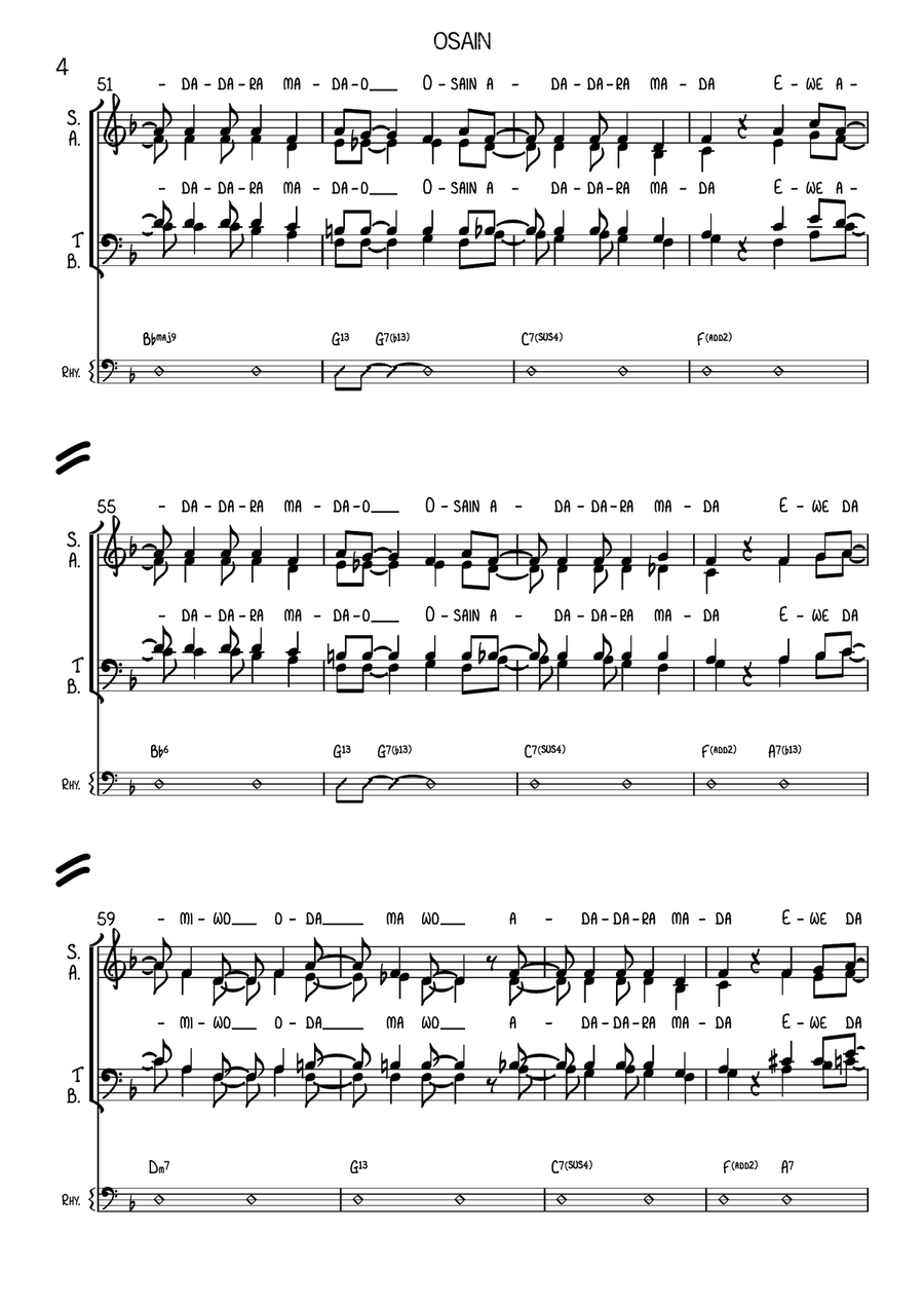 Osain (Cuban Folk Song) 4-Part scores gallery preview page 4
