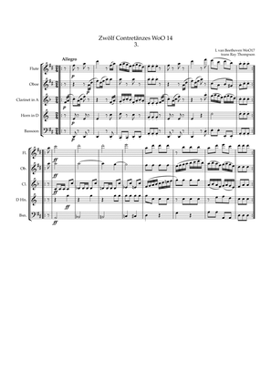 Beethoven: Zwölf Contretänzes (Twelve Countredances) WoO 14 No.3 - wind quintet