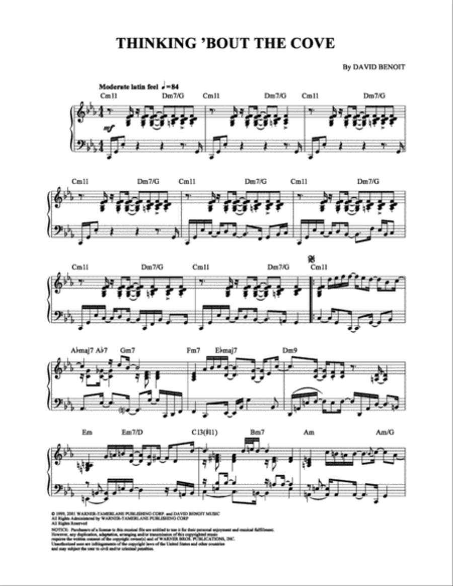 Thinking 'Bout the Cove Piano Solo scores gallery preview page 1