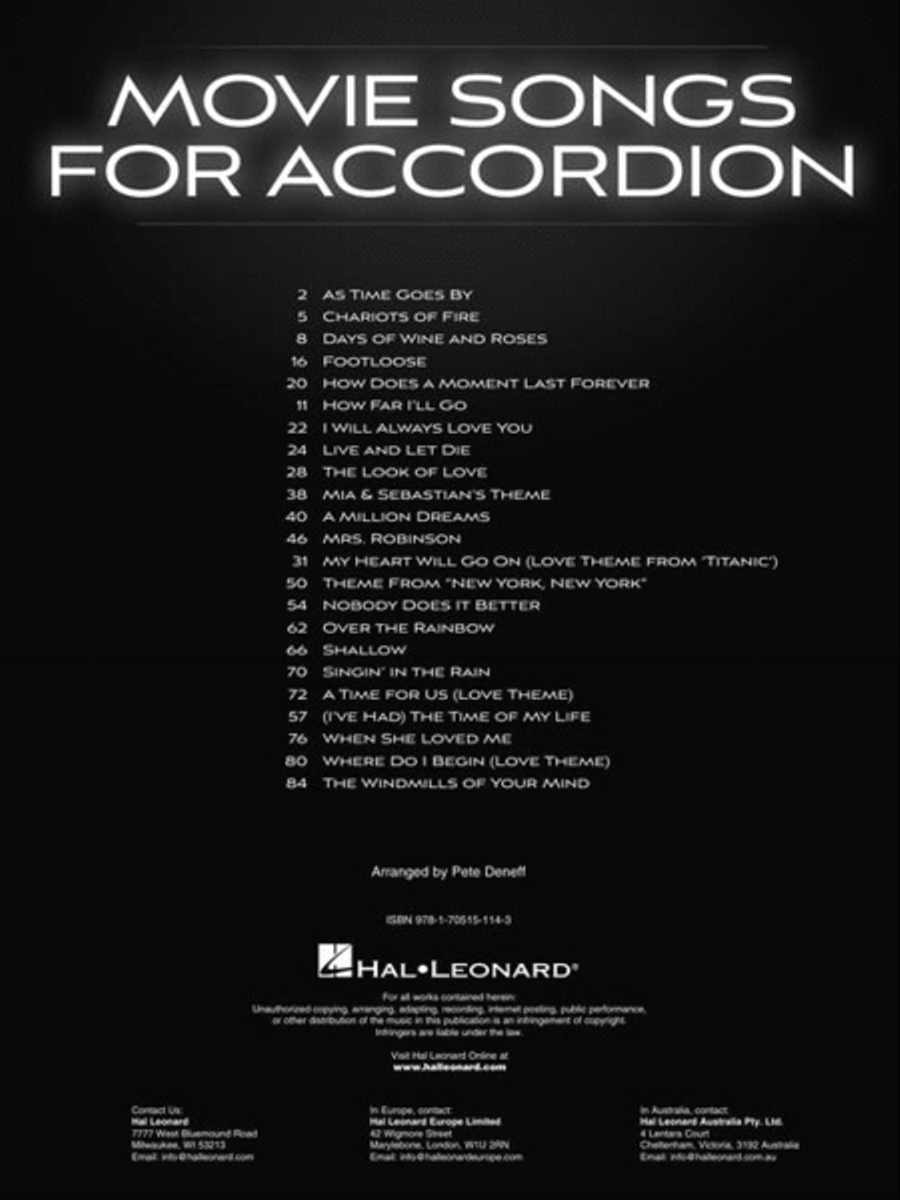 Movie Songs for Accordion