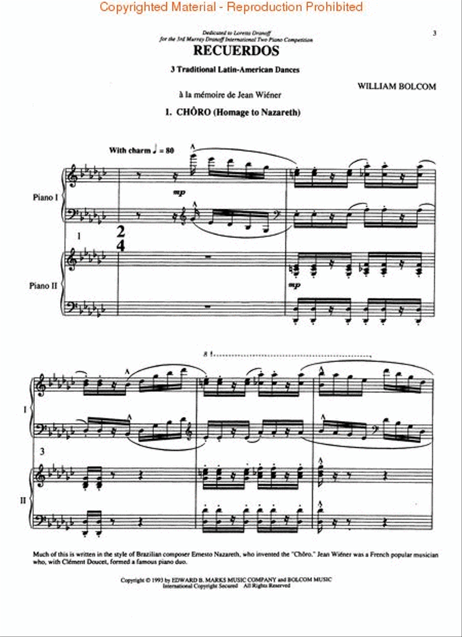 Recuerdos Piano Duet scores gallery preview page 2