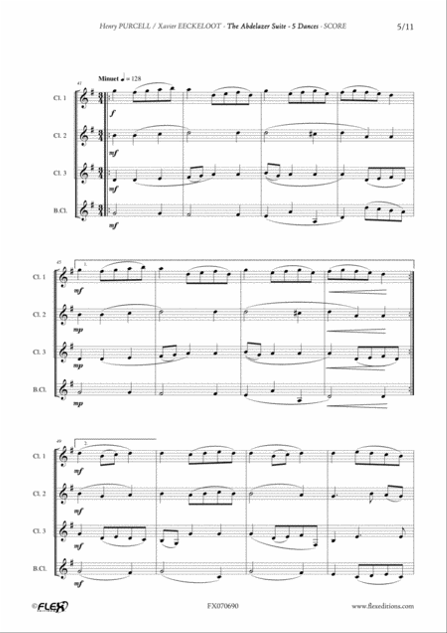 The Abdelazer Suite - 5 Dances Clarinet Quartet scores gallery preview page 5