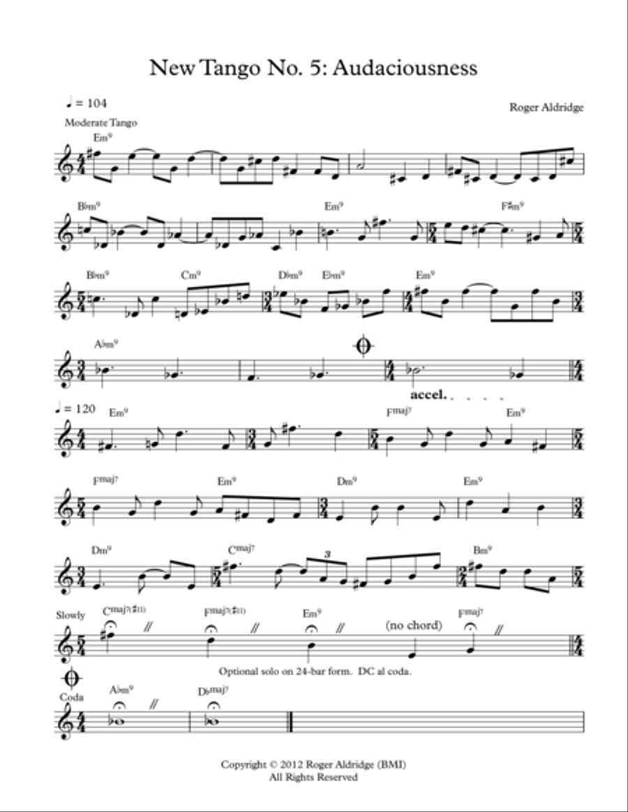 New Tango No. 5: Audaciousness Jazz Ensemble scores gallery preview page 1