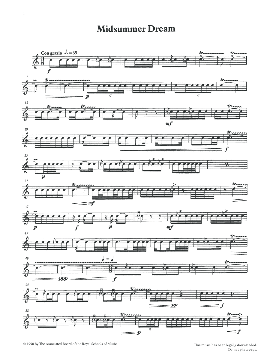 Midsummer Dream from Graded Music for Snare Drum, Book III Percussion scores gallery preview page 1