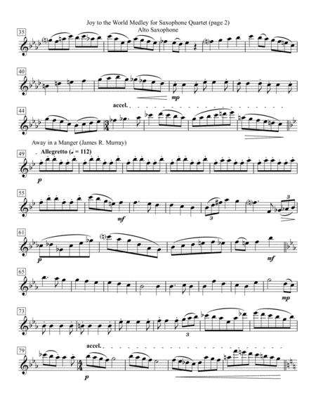Joy to the World Medley for Saxophone Quartet image number null